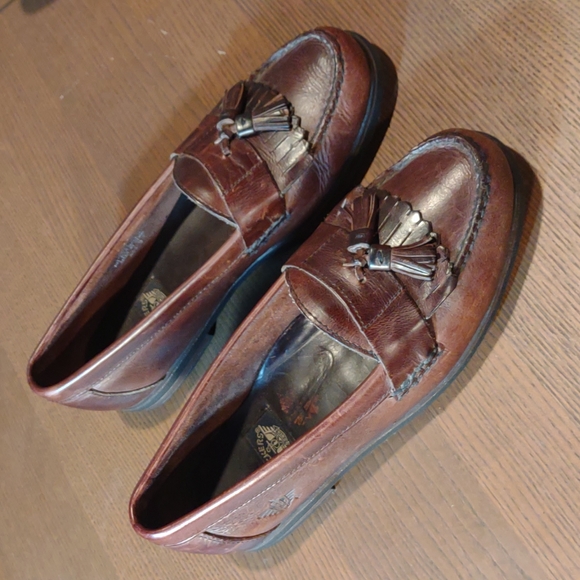 Men's Dockers brown leather kilty tassel loafers, sz 10M #90-7060, bus/casual - Picture 3 of 13